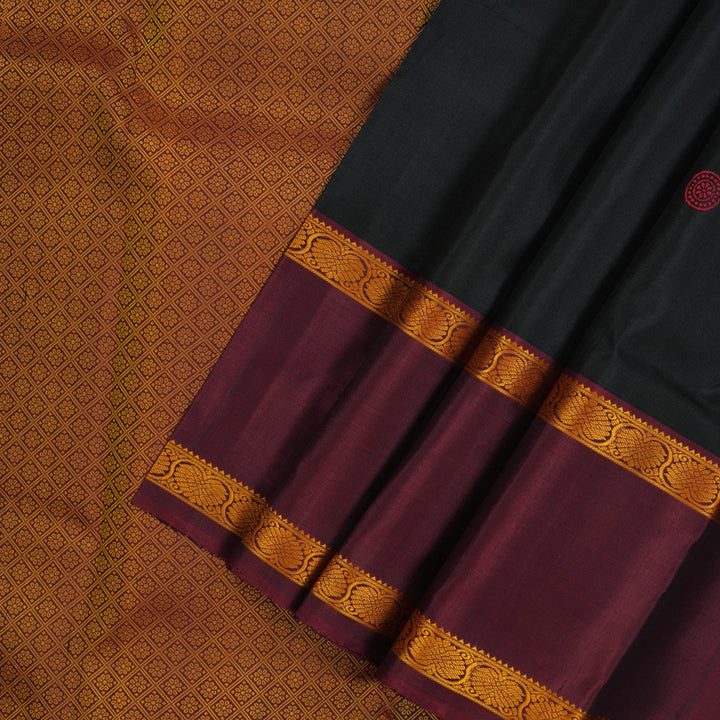 Hayagrivas Handloom Thread Work Silk Saree in Classic Black KBE1439J5-1