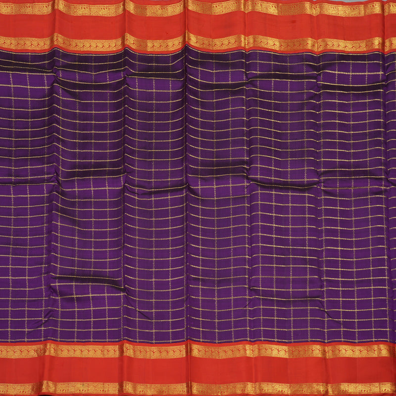 Hayagrivas Handloom Purple Kanjivaram Silk Saree with Red Border KBE1439J7-1