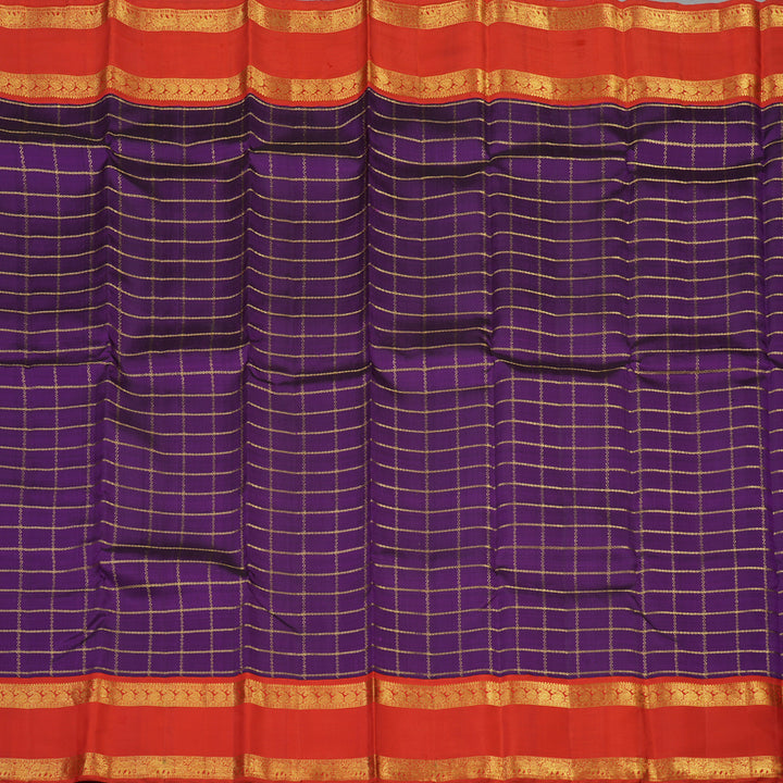 Hayagrivas Handloom Purple Kanjivaram Silk Saree with Red Border KBE1439J7-1