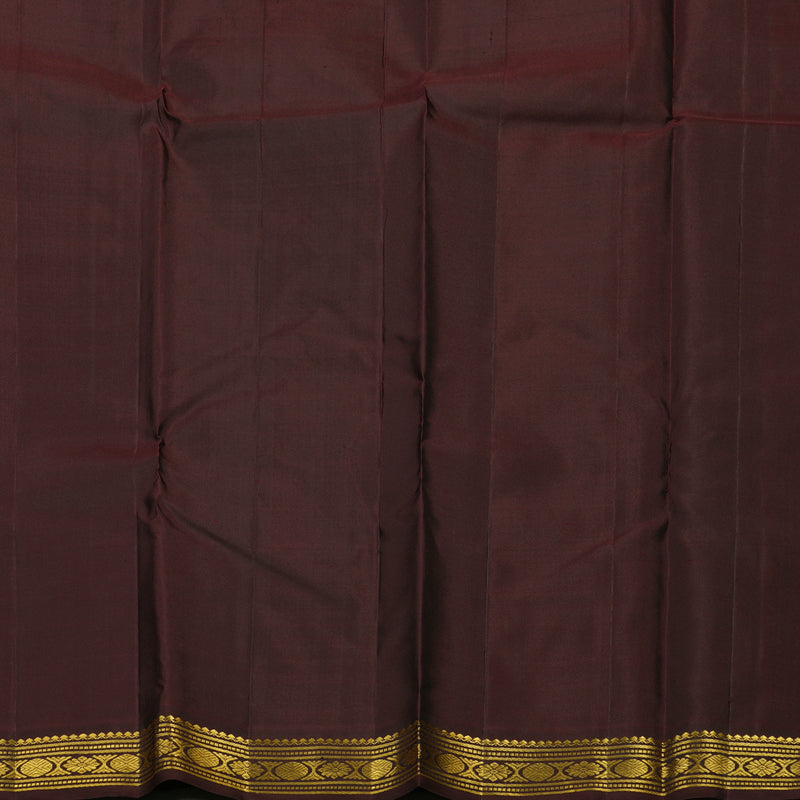 Hayagrivas Handloom Wine Purple Kanjivaram Silk Saree with Deep Brown KBE1439J8-1