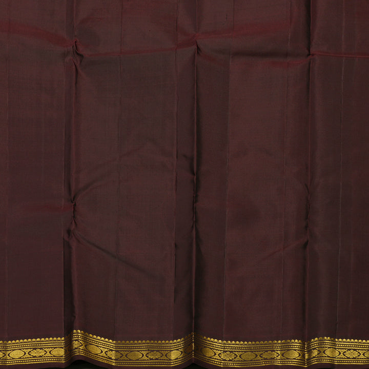 Hayagrivas Handloom Wine Purple Kanjivaram Silk Saree with Deep Brown KBE1439J8-1