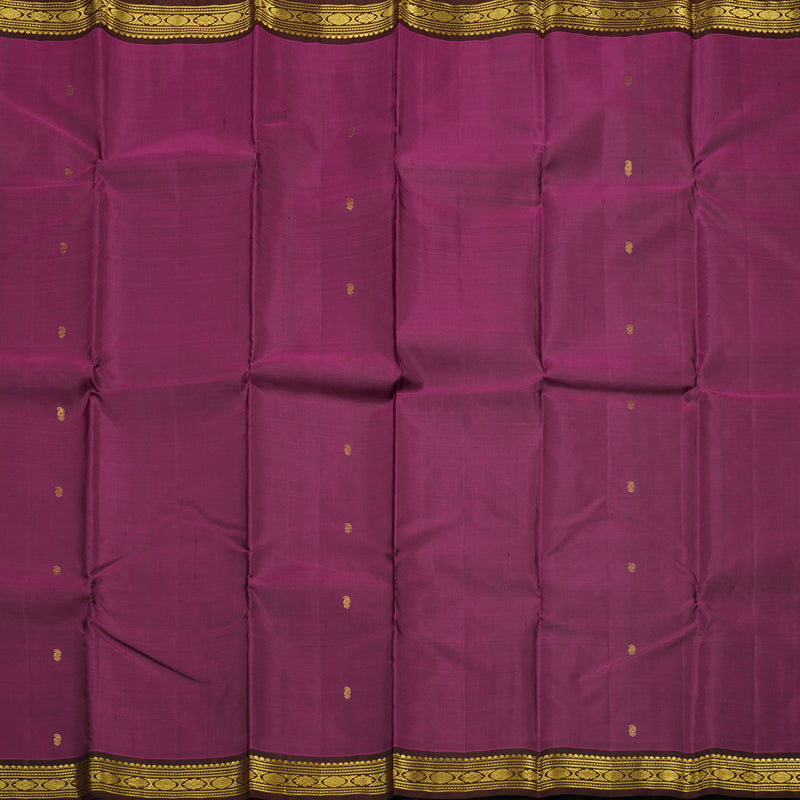 Hayagrivas Handloom Wine Purple Kanjivaram Silk Saree with Deep Brown KBE1439J8-1