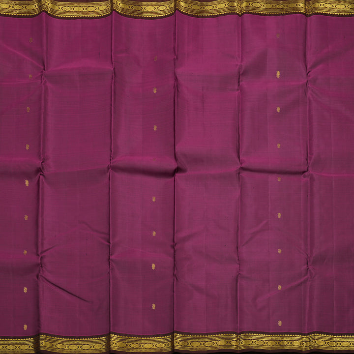 Hayagrivas Handloom Wine Purple Kanjivaram Silk Saree with Deep Brown KBE1439J8-1