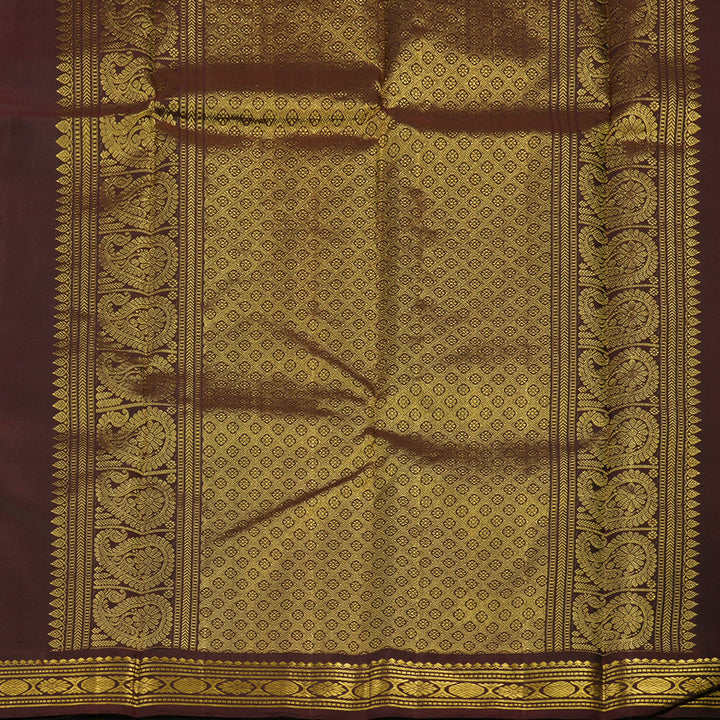 Hayagrivas Handloom Wine Purple Kanjivaram Silk Saree with Deep Brown KBE1439J8-1