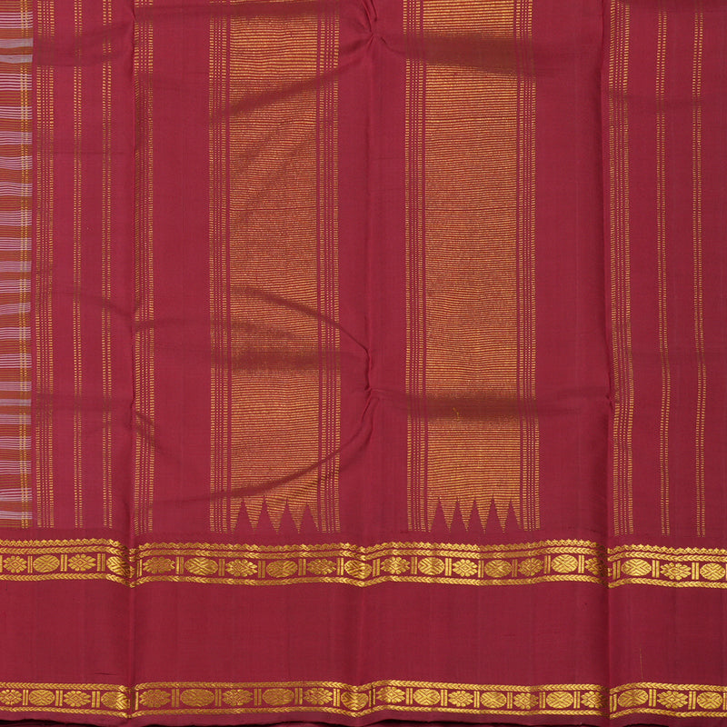 Hayagrivas Handloom Multicolour Checks Kanjivaram Silk Saree with Maroon Border KBE1440J10-1