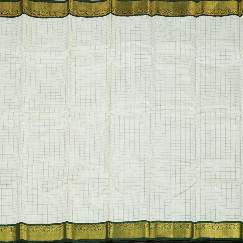 Hayagrivas Handloom Half White Kanjivaram Silk Saree with Karum Pachai Border KBE1440J10-2