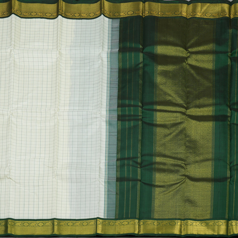 Hayagrivas Handloom Half White Kanjivaram Silk Saree with Karum Pachai Border KBE1440J10-2