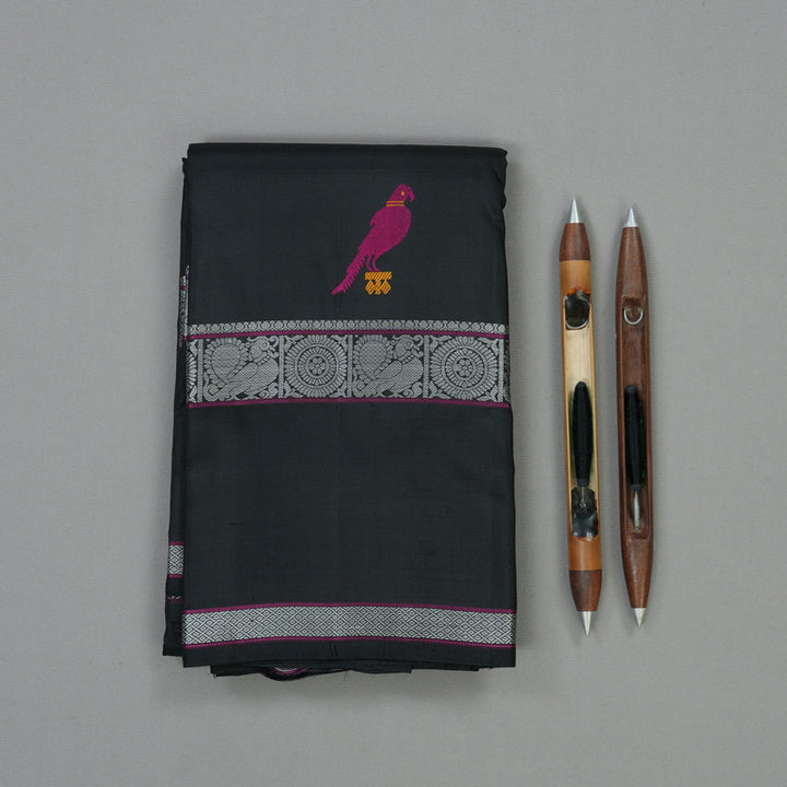 Hayagrivas Handloom Black Kanjivaram Silk Saree KBE1440J15-1