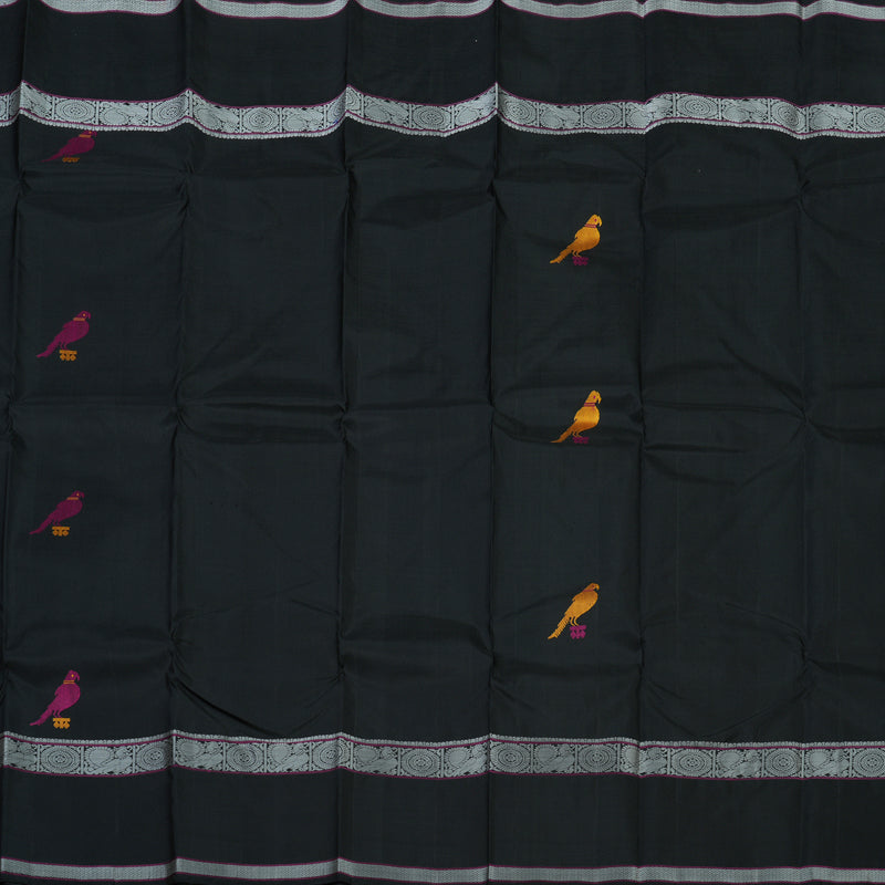 Hayagrivas Handloom Black Kanjivaram Silk Saree KBE1440J15-1