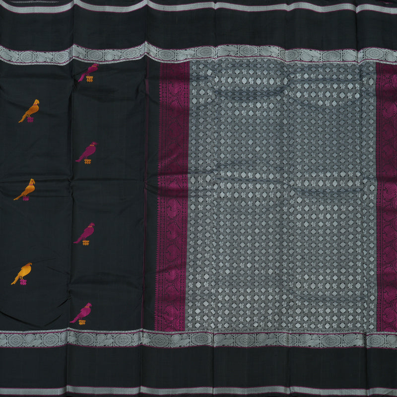 Hayagrivas Handloom Black Kanjivaram Silk Saree KBE1440J15-1
