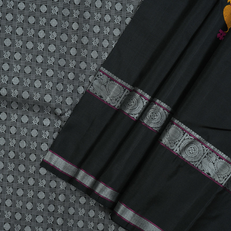 Hayagrivas Handloom Black Kanjivaram Silk Saree KBE1440J15-1
