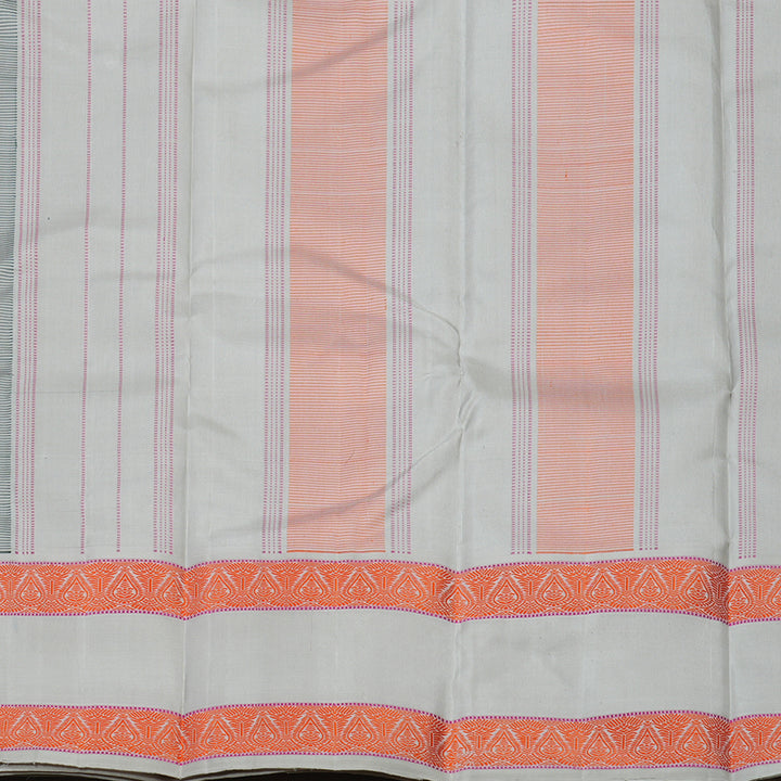 Hayagrivas Handloom Bottle Green Kanjivaram Silk Saree with Silver Grey Border KBE1440J16-1