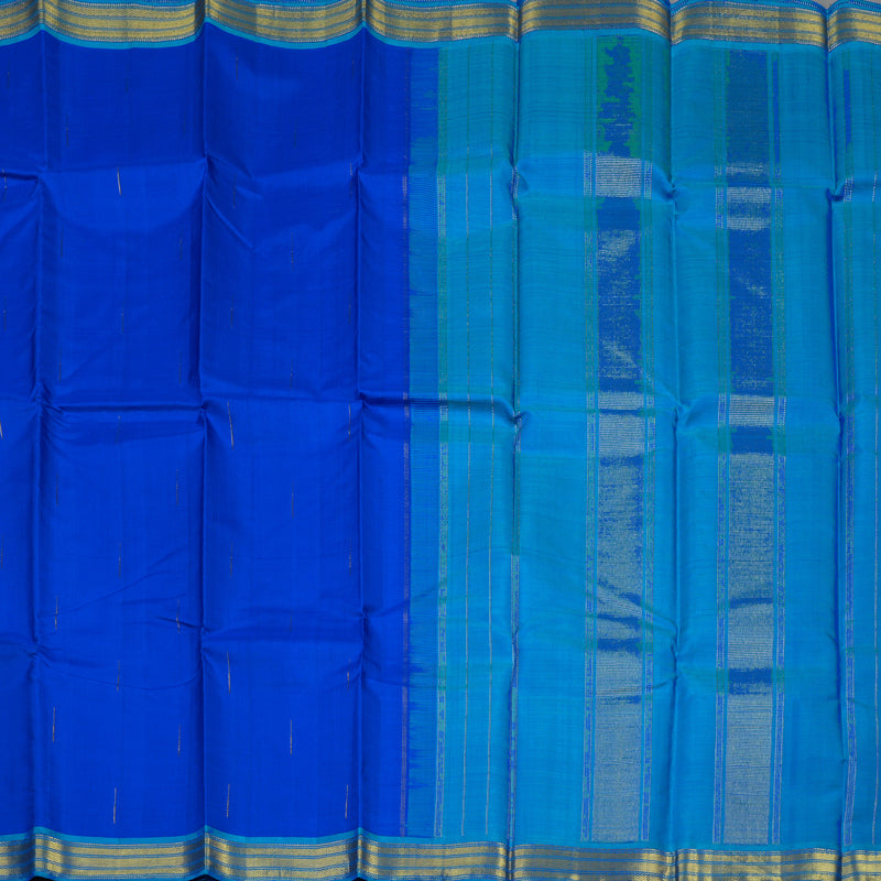 Hayagrivas Handloom MS Blue Kanjivaram Silk Saree with Ananda Blue border KBE1440J4-1
