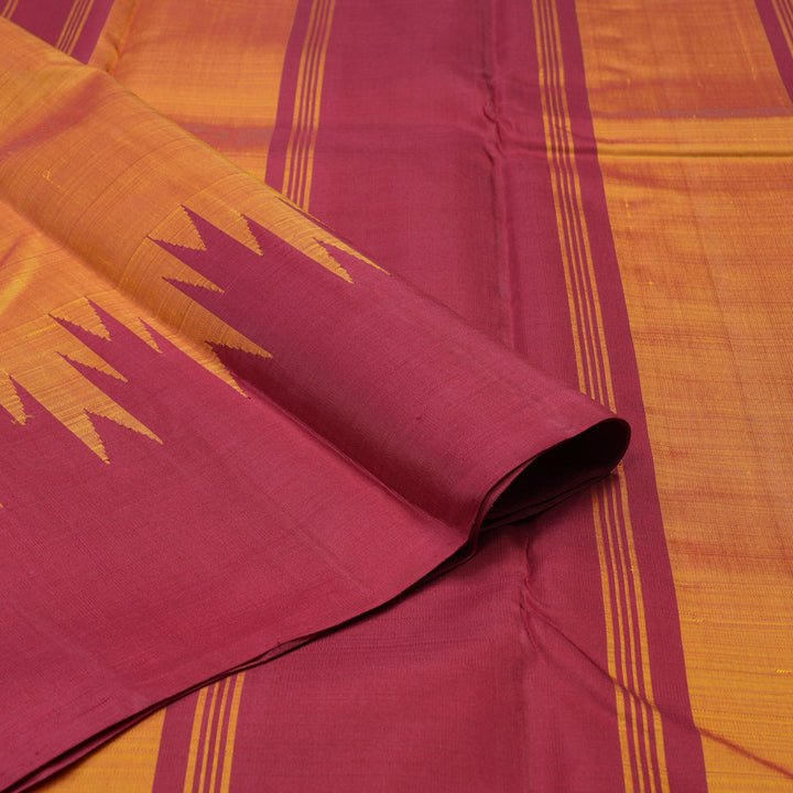 Hayagrivas Handloom Thread Work Silk Saree in Sunset Orange with Temple Border KBE1440J5-2