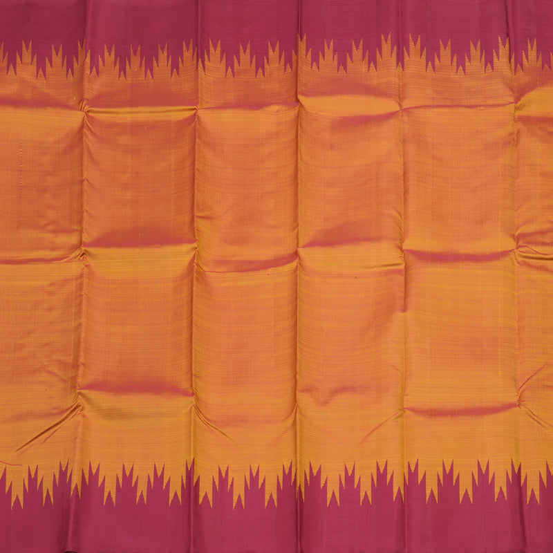 Hayagrivas Handloom Thread Work Silk Saree in Sunset Orange with Temple Border KBE1440J5-2