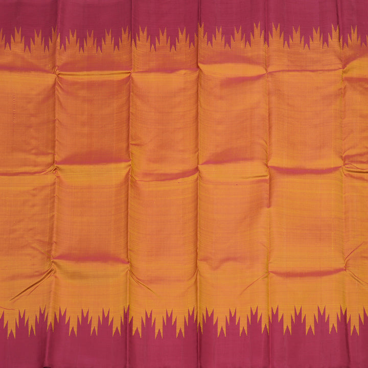 Hayagrivas Handloom Thread Work Silk Saree in Sunset Orange with Temple Border KBE1440J5-2