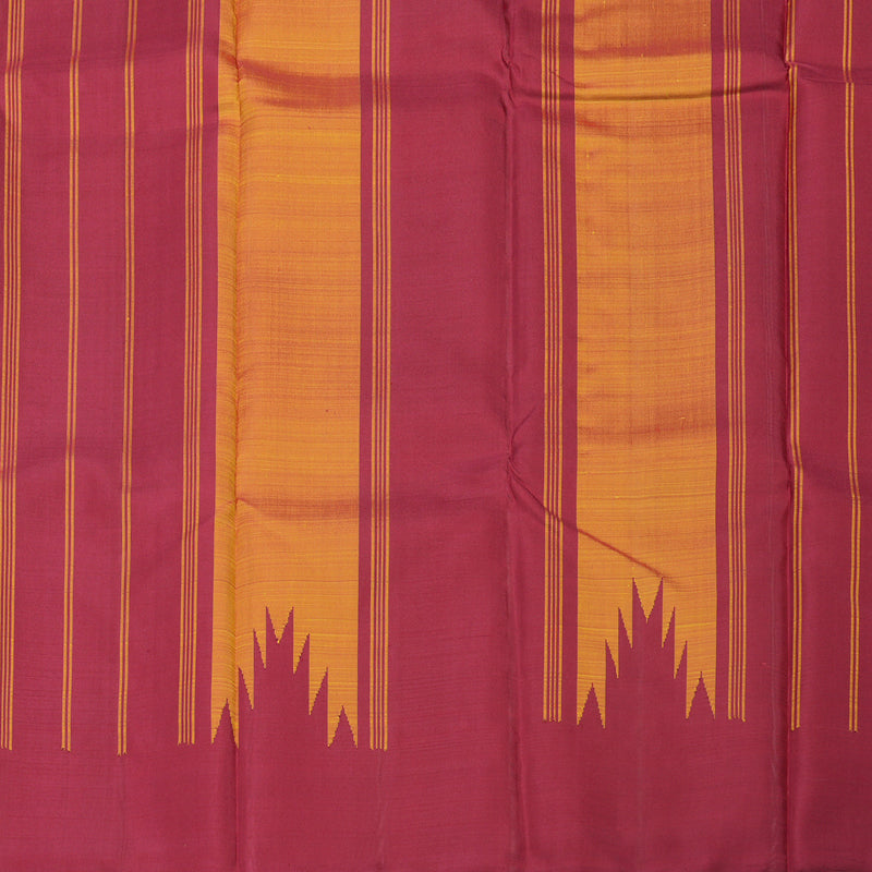 Hayagrivas Handloom Thread Work Silk Saree in Sunset Orange with Temple Border KBE1440J5-2