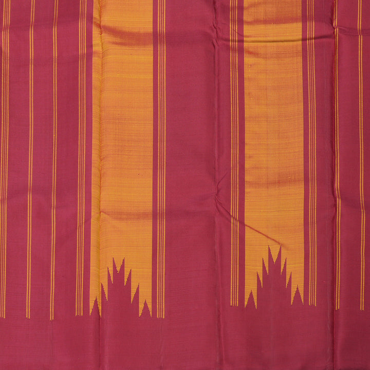 Hayagrivas Handloom Thread Work Silk Saree in Sunset Orange with Temple Border KBE1440J5-2