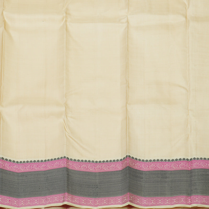 Hayagrivas Handloom Lemon Yellow Kanjivaram Silk Saree with Cream Border KBE1440J8-1