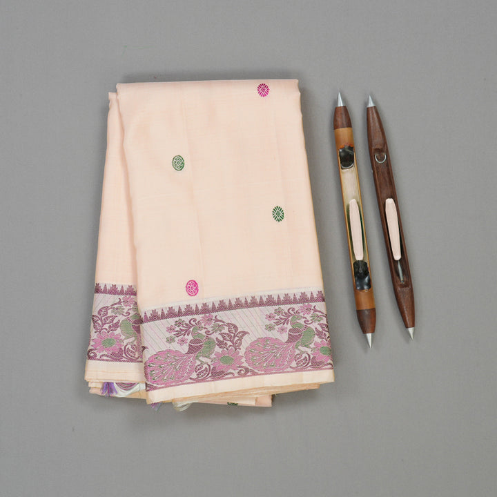 Hayagrivas Handloom Mild Peach Orange Kanjivaram Silk Saree KBE1441J2-4