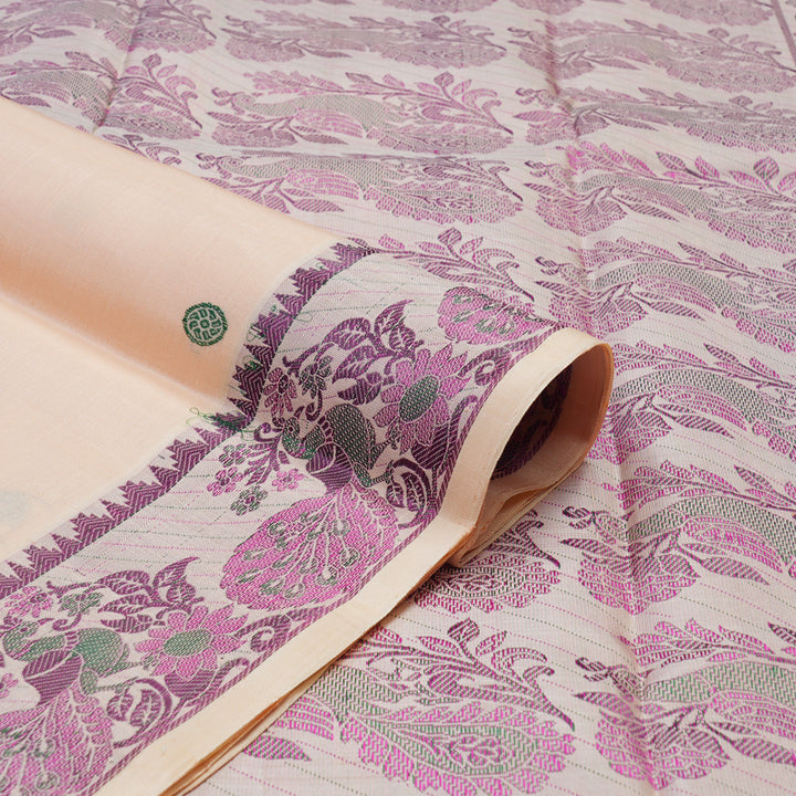 Hayagrivas Handloom Mild Peach Orange Kanjivaram Silk Saree KBE1441J2-4