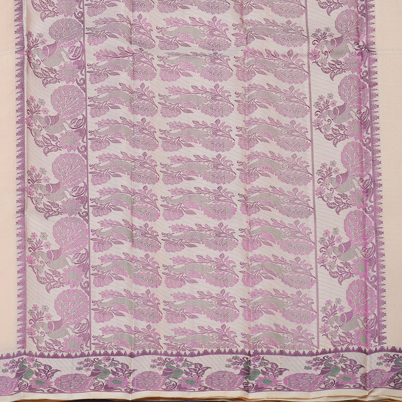 Hayagrivas Handloom Mild Peach Orange Kanjivaram Silk Saree KBE1441J2-4