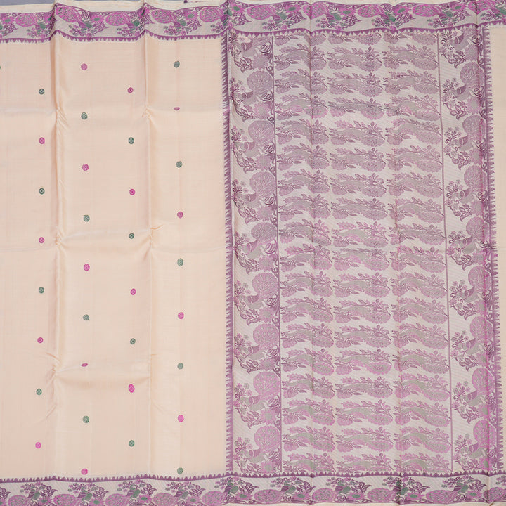 Hayagrivas Handloom Mild Peach Orange Kanjivaram Silk Saree KBE1441J2-4