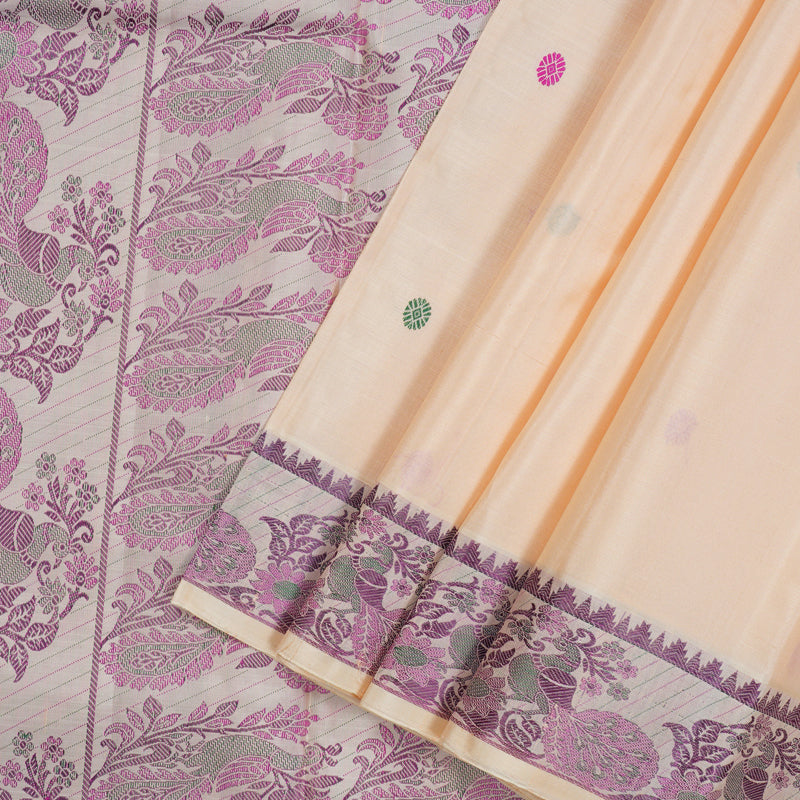 Hayagrivas Handloom Mild Peach Orange Kanjivaram Silk Saree KBE1441J2-4