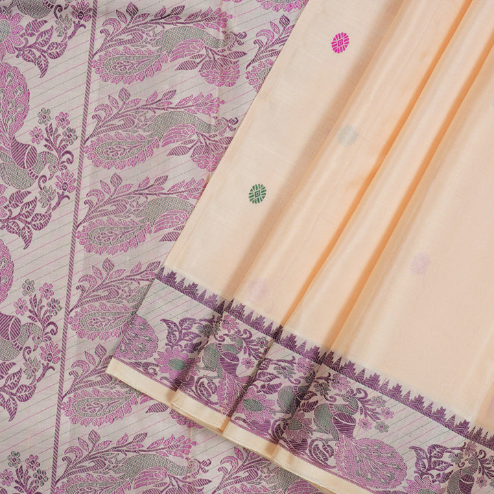 Hayagrivas Handloom Mild Peach Orange Kanjivaram Silk Saree KBE1441J2-4