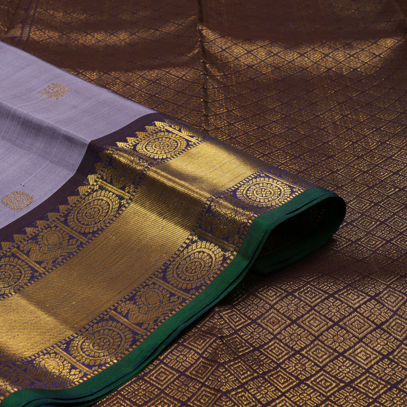Hayagrivas Handloom Lavendar Kanjivaram Silk Saree with Nagapazham border KBE1442J1-3