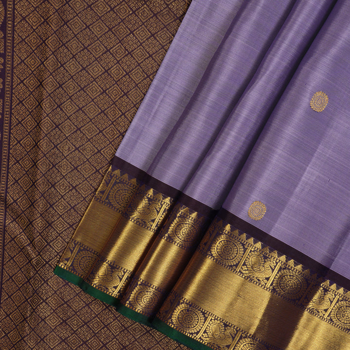 Hayagrivas Handloom Lavendar Kanjivaram Silk Saree with Nagapazham border KBE1442J1-3