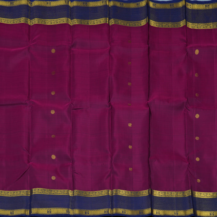 Hayagrivas Handloom Wine Purple Kanjivaram Silk Saree with Navy Blue Border KBE1442J3-1