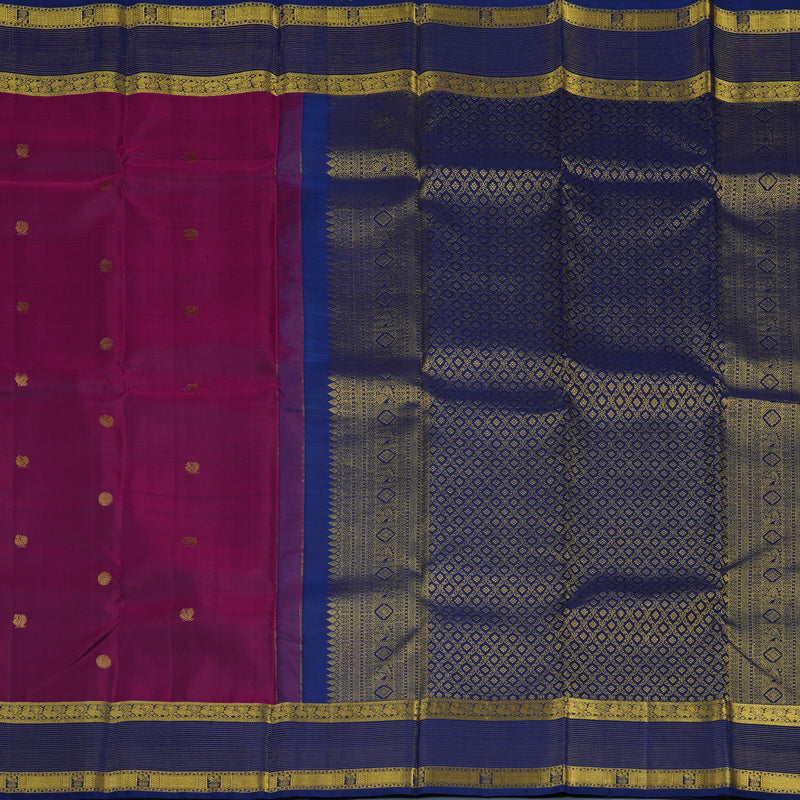 Hayagrivas Handloom Wine Purple Kanjivaram Silk Saree with Navy Blue Border KBE1442J3-1