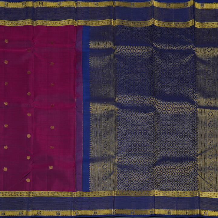 Hayagrivas Handloom Wine Purple Kanjivaram Silk Saree with Navy Blue Border KBE1442J3-1