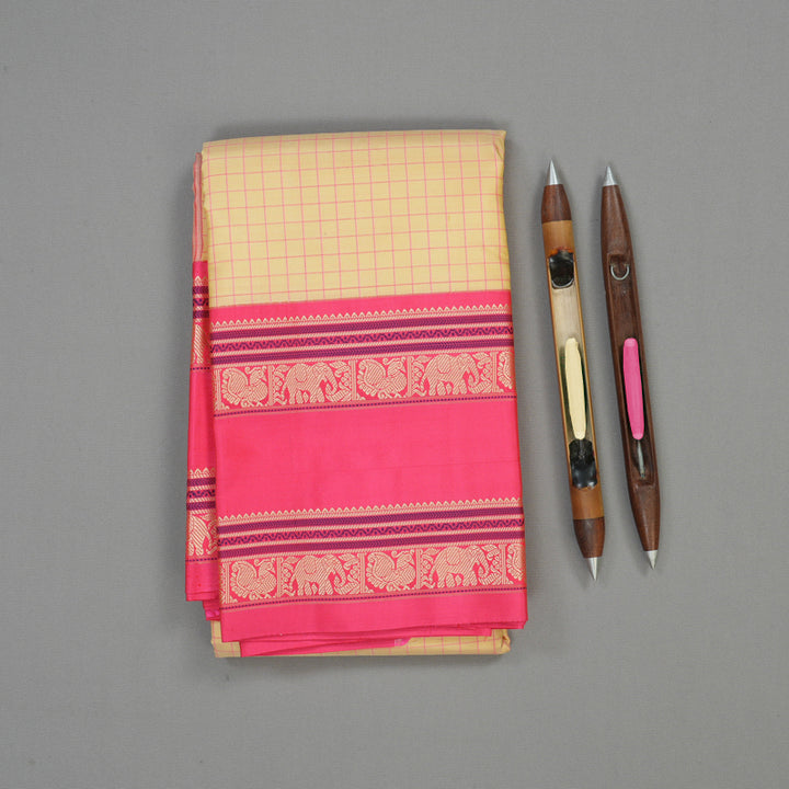 Hayagrivas Handloom Sandal Kanjivaram Silk Saree with Fuchsia Pink Border KBE1443J1-1