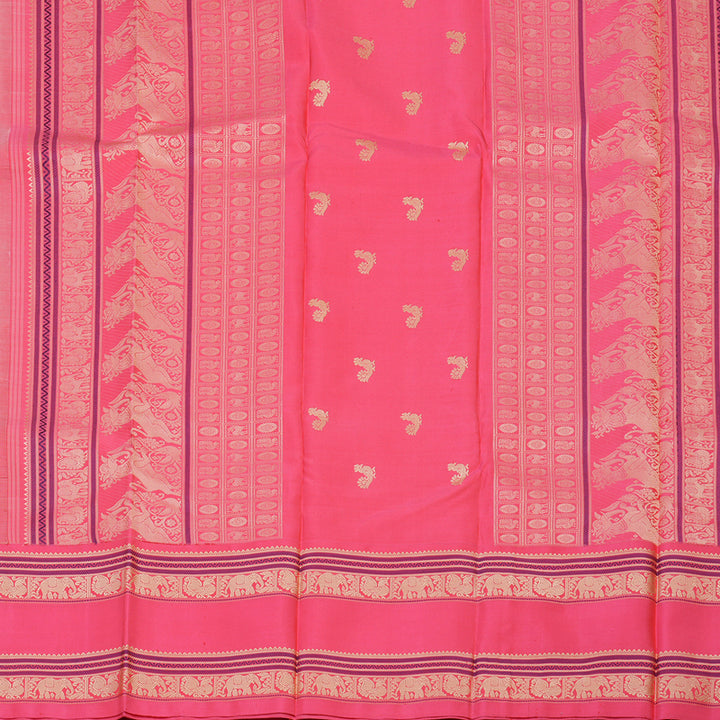Hayagrivas Handloom Sandal Kanjivaram Silk Saree with Fuchsia Pink Border KBE1443J1-1