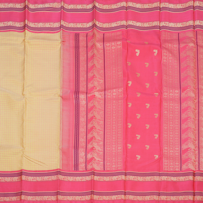 Hayagrivas Handloom Sandal Kanjivaram Silk Saree with Fuchsia Pink Border KBE1443J1-1
