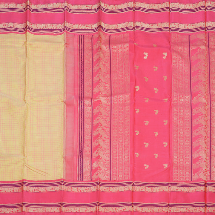Hayagrivas Handloom Sandal Kanjivaram Silk Saree with Fuchsia Pink Border KBE1443J1-1