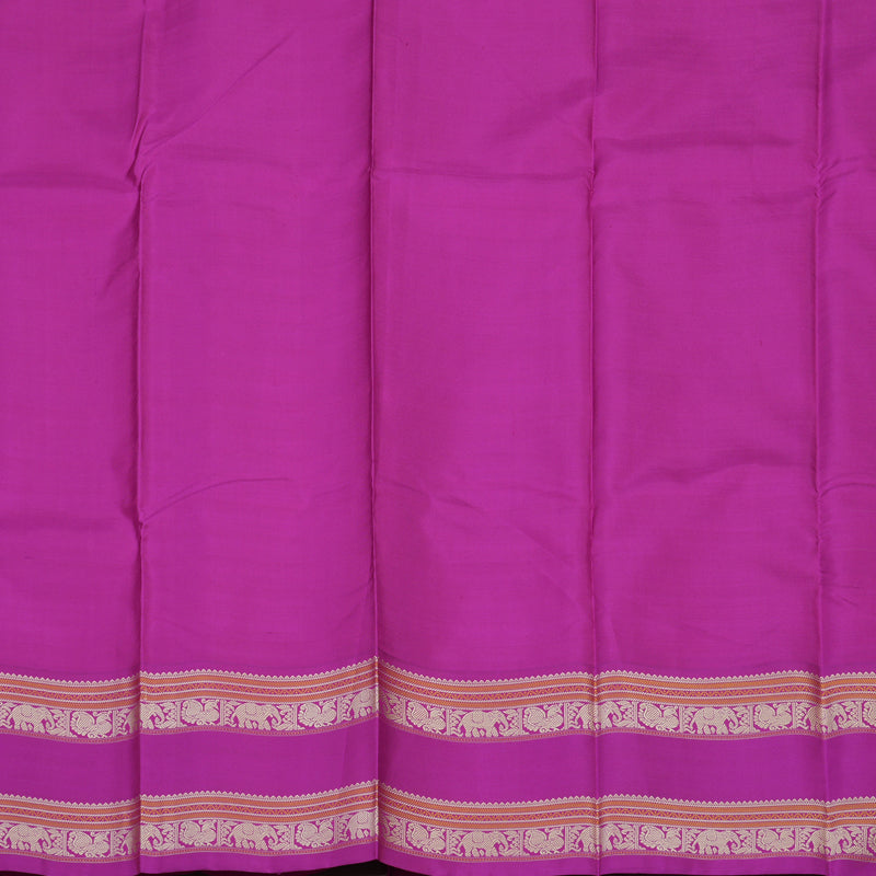 Hayagrivas Handloom Milk White Kanjivaram Silk Saree with Purple Border KBE1443J1-3