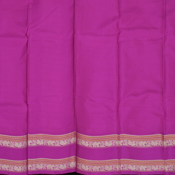 Hayagrivas Handloom Milk White Kanjivaram Silk Saree with Purple Border KBE1443J1-3