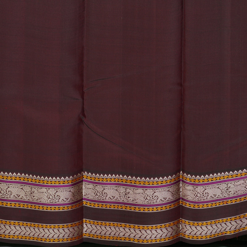 Hayagrivas Handloom Light Elaichi Green Kanjivaram Silk Saree with Wine Maroon Border KBE1443J2-1