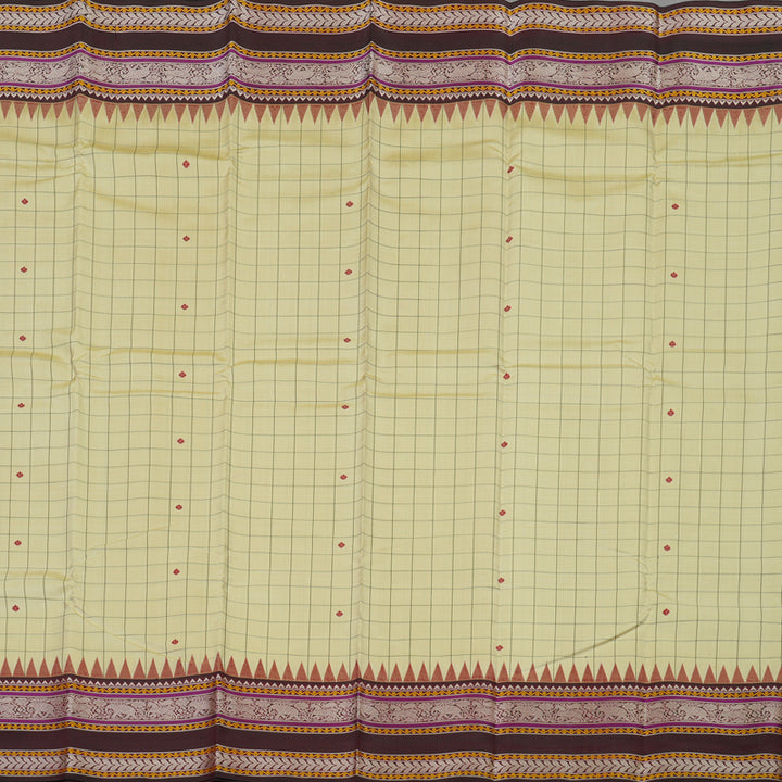 Hayagrivas Handloom Light Elaichi Green Kanjivaram Silk Saree with Wine Maroon Border KBE1443J2-1