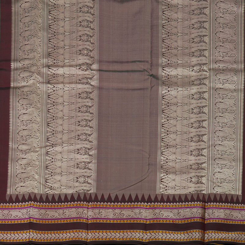 Hayagrivas Handloom Light Elaichi Green Kanjivaram Silk Saree with Wine Maroon Border KBE1443J2-1
