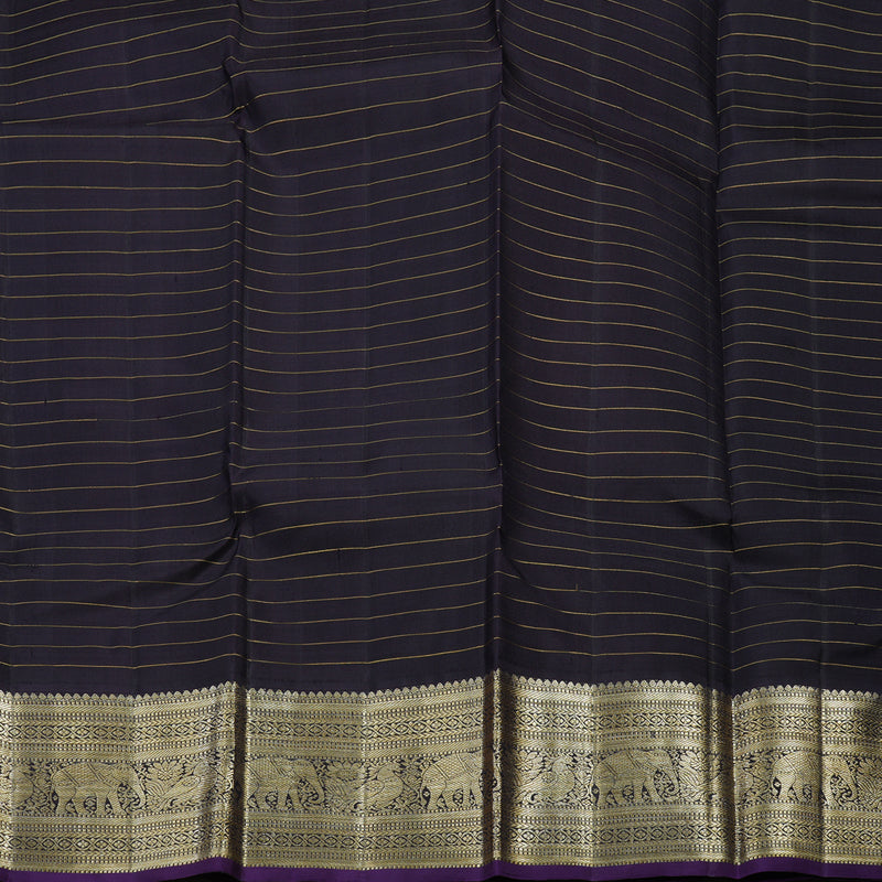 Hayagrivas Handloom Red & Green Checks Kanjivaram Silk Saree with Deep Jamun Shade Border KBE1445J2-1