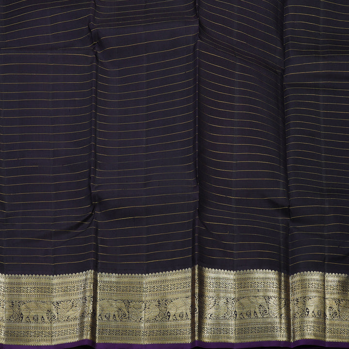 Hayagrivas Handloom Red & Green Checks Kanjivaram Silk Saree with Deep Jamun Shade Border KBE1445J2-1