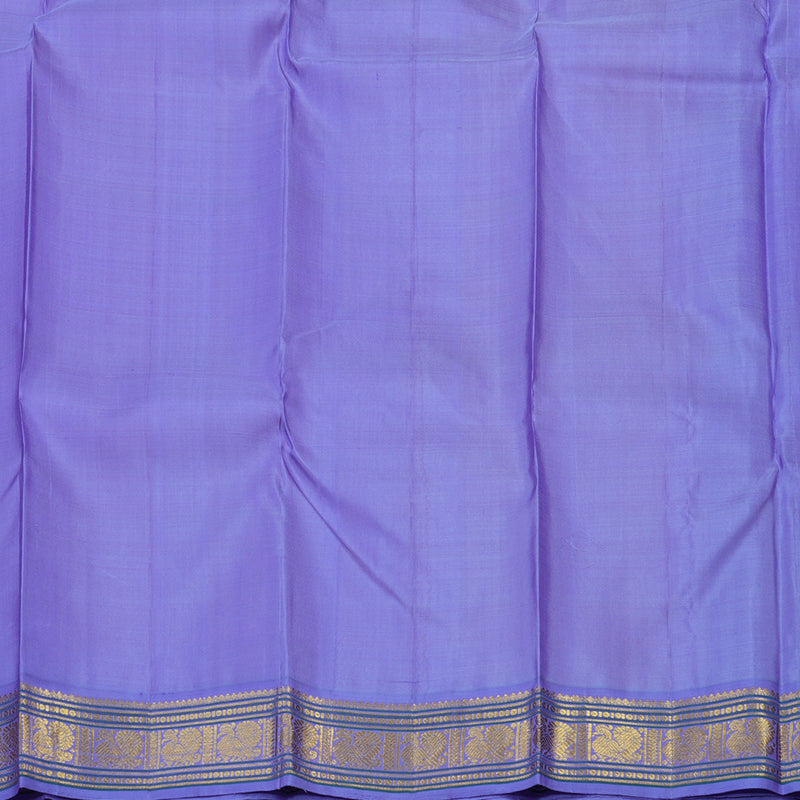 Hayagrivas Handloom Bright Yellow Kanjivaram Silk Saree with Lavendar border KBE1445J3-1