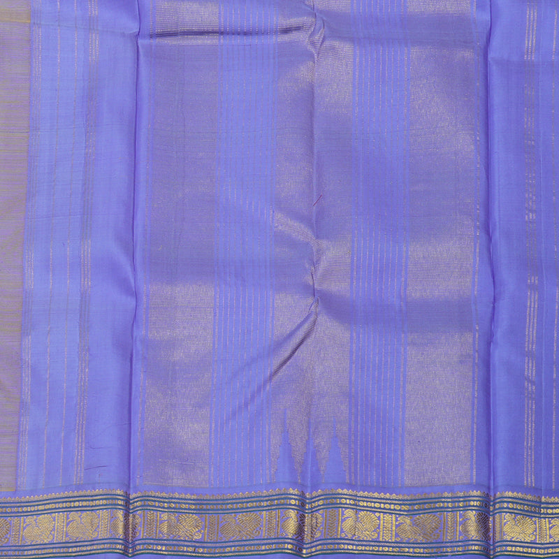 Hayagrivas Handloom Bright Yellow Kanjivaram Silk Saree with Lavendar border KBE1445J3-1