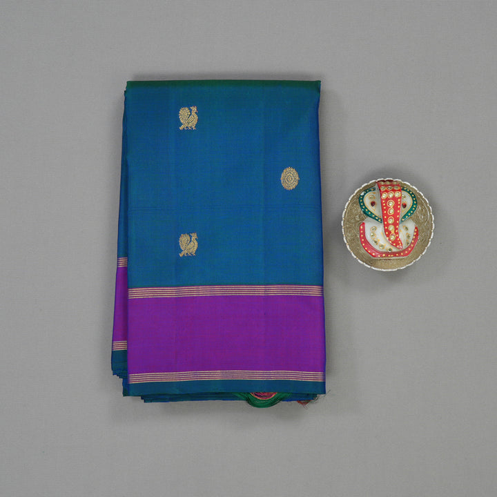 Hayagrivas Handloom Mayilkazhuthu Kanjivaram Silk Saree with Purple Rettapet KBE1447J2-1