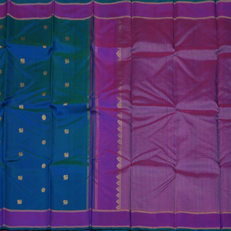 Hayagrivas Handloom Mayilkazhuthu Kanjivaram Silk Saree with Purple Rettapet KBE1447J2-1
