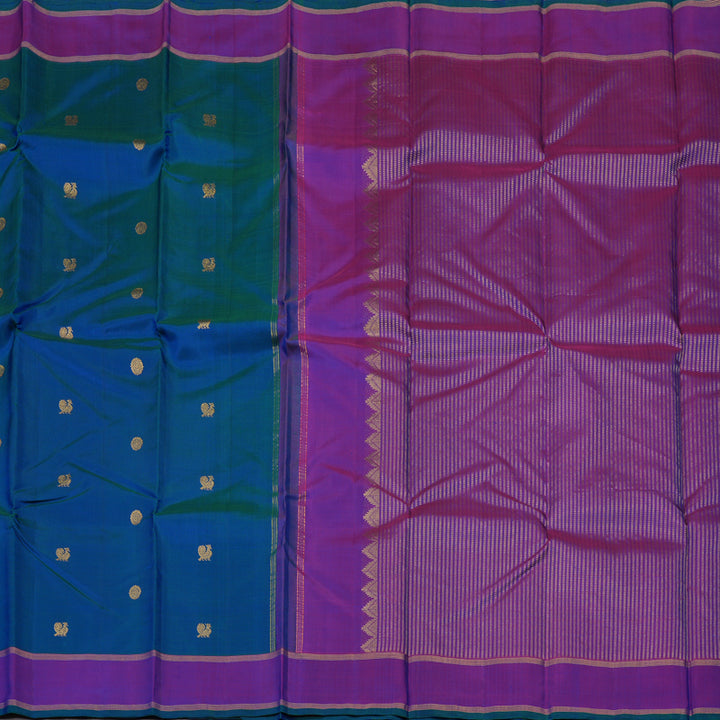 Hayagrivas Handloom Mayilkazhuthu Kanjivaram Silk Saree with Purple Rettapet KBE1447J2-1